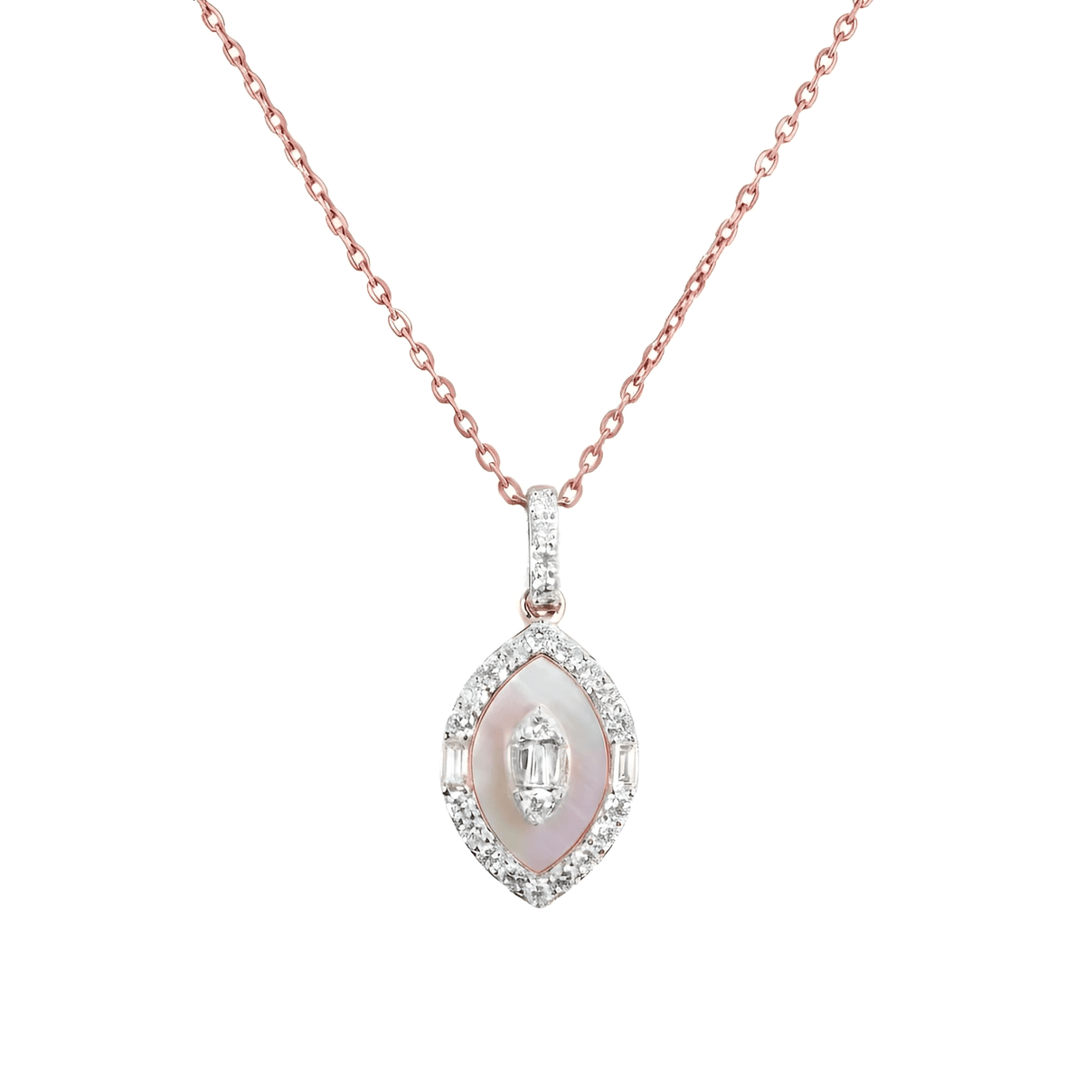 Marquise Natural Diamond Mother of Pearl Elegance - Malikka LondonNecklacesMalikka