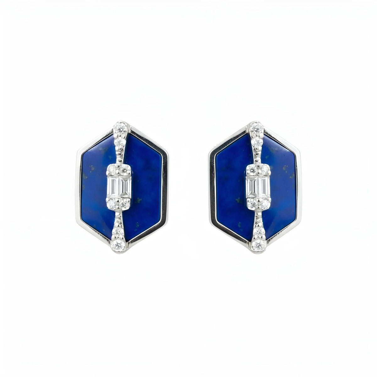 Royal Elegance Lapis Natural Diamond Earrings - Malikka LondonEarringsMalikka